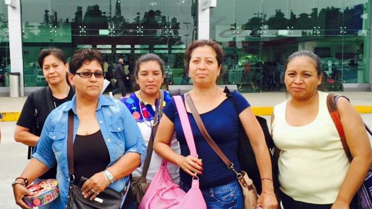  Five mothers whose sons are missing and presumed dead, Legideño Hilda Vargas, Blanca Luz Velez Nava, Hilda Hernandez Rivera,  Luz Maria Telumbre Casarrubias, and Angelica Gonzalez Gonzalez, outside the U.S. Embassy in Mexico City. (Photo courtesy of Perla Lara) 