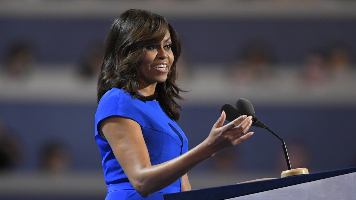 First Lady Michelle Obama speaks during the first day of the Democratic National Convention in Philadelphia