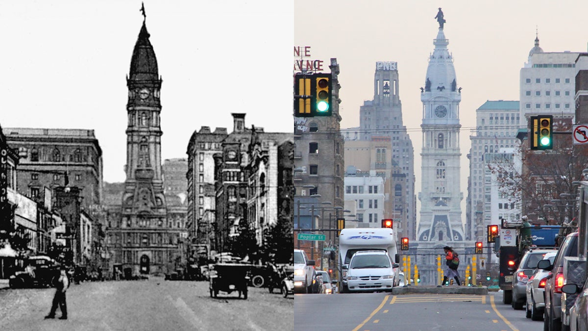  A view of Philadelphia’s North Broad Street looking south from Vine Street circa 1910 and right in 2012. (Historical photo courtesy of Arcadia Publishing)   