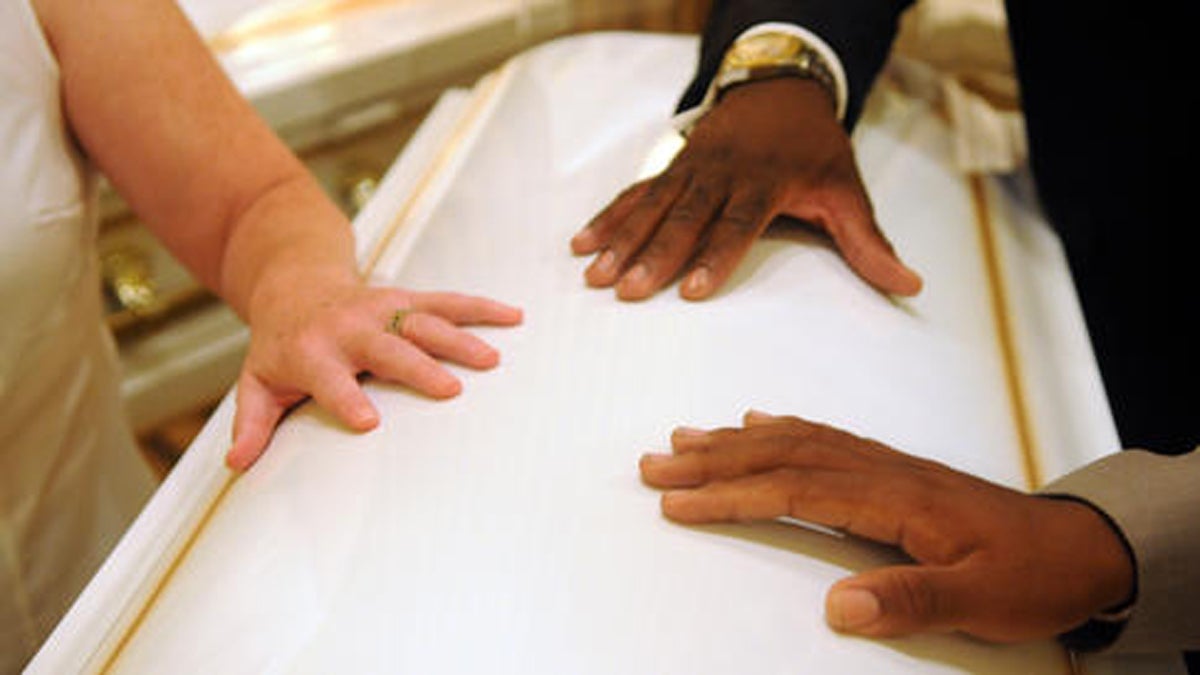  This donated casket that will hold the remains on one of the four children that died in the Gesner Street fire in Southwest Philadelphia.(Image courtesy of Sarah Glover/NBC10) 