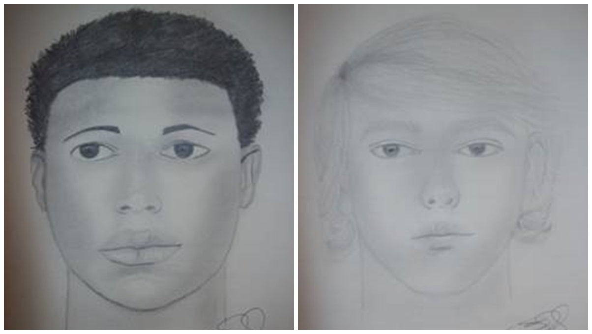  New Castle County Police released sketches of the two suspects involved in the robbery of a 12-year-old confined to a wheelchair (Sketches provided by NCCPD) 