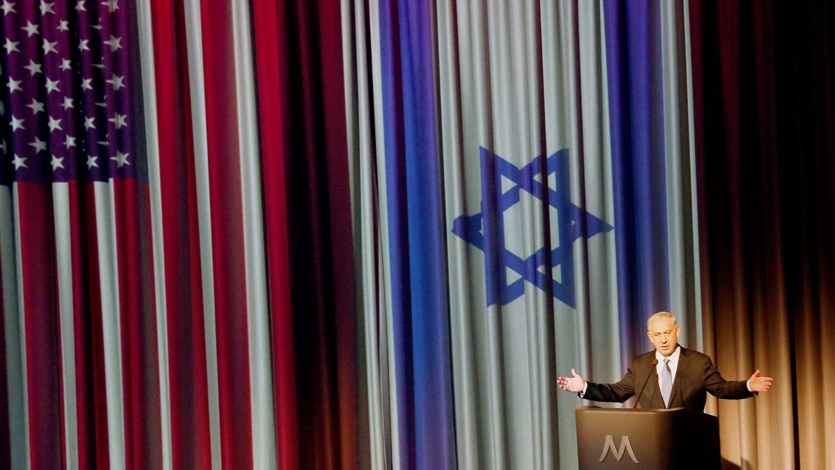  Israeli Prime Minister Benjamin Netanyahu is shown in a March 6, 2014, address to Los Angeles's Jewish community. (AP Photo/Nick Ut, File) 