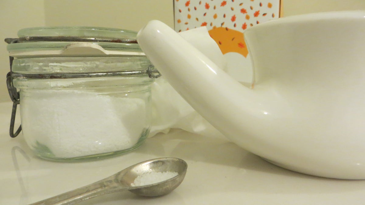 Many people use a neti pot and salt water to relieve wintertime nose congestion. (Taunya English/for WHYY)