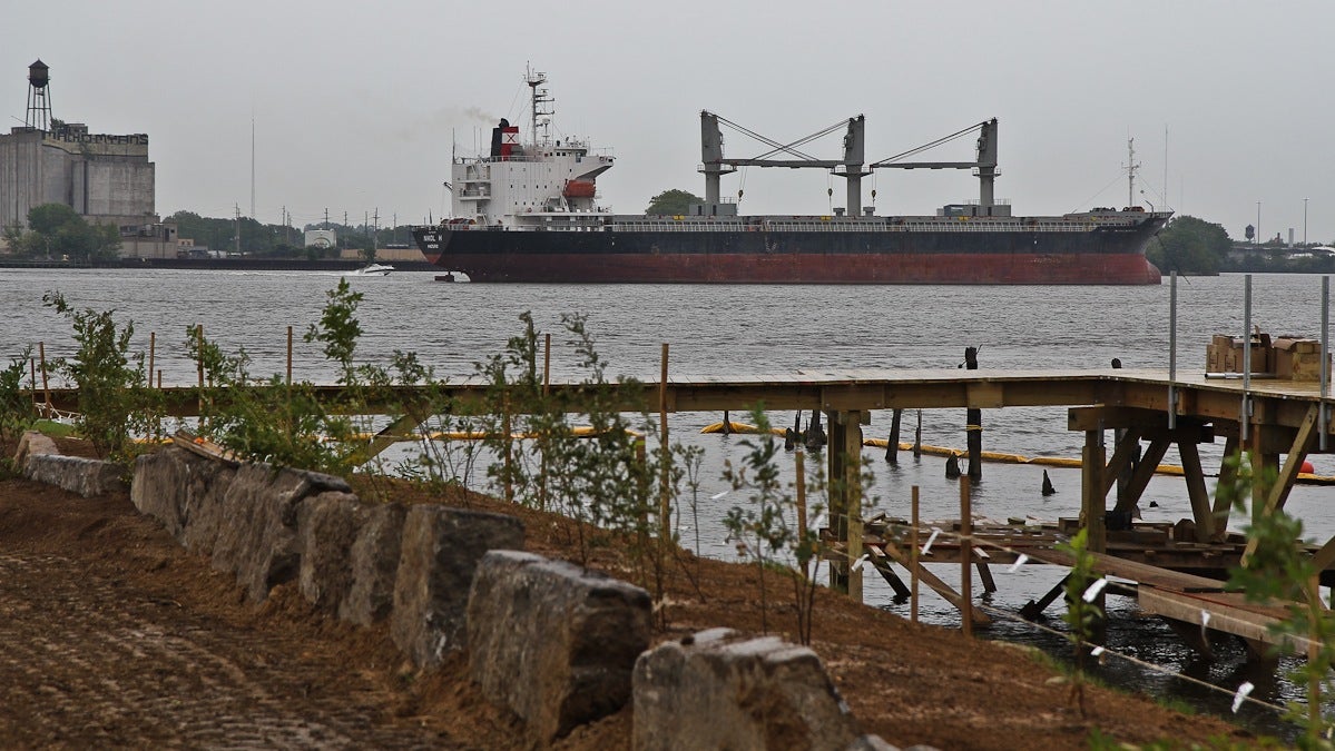  The Nikol H is a cargo ship that's been anchored in the Delaware for 16 weeks. (Kimberly Paynter/WHYY) 