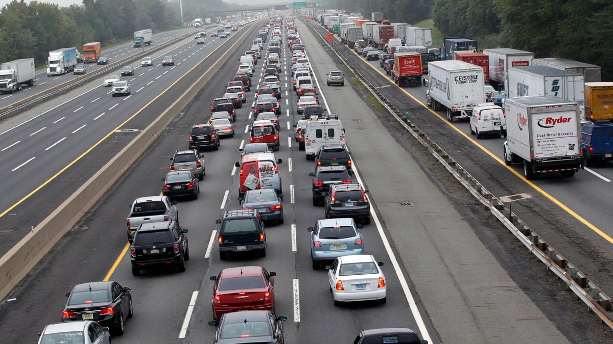 Cars and trucks are shown jammed on the southbound New Jersey Turnpike. (Mel Evans/AP Photo) 