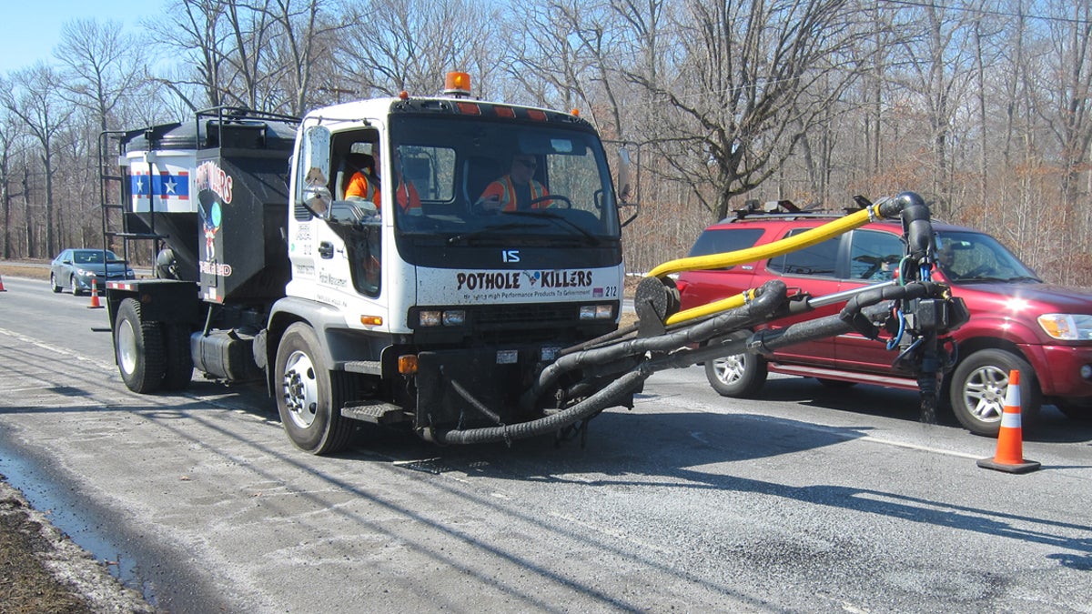 One of the New Jersey Department of Transportation pothole repair machines is at work. (NJDOT)