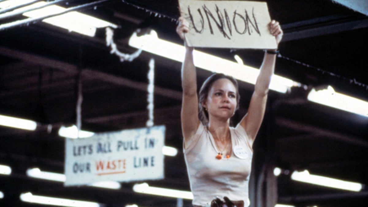 Actress Sally Field as Norma Rae is shown in this still from the eponymous 1979 film about a woman who stands up against her employer's unfair labor practices.