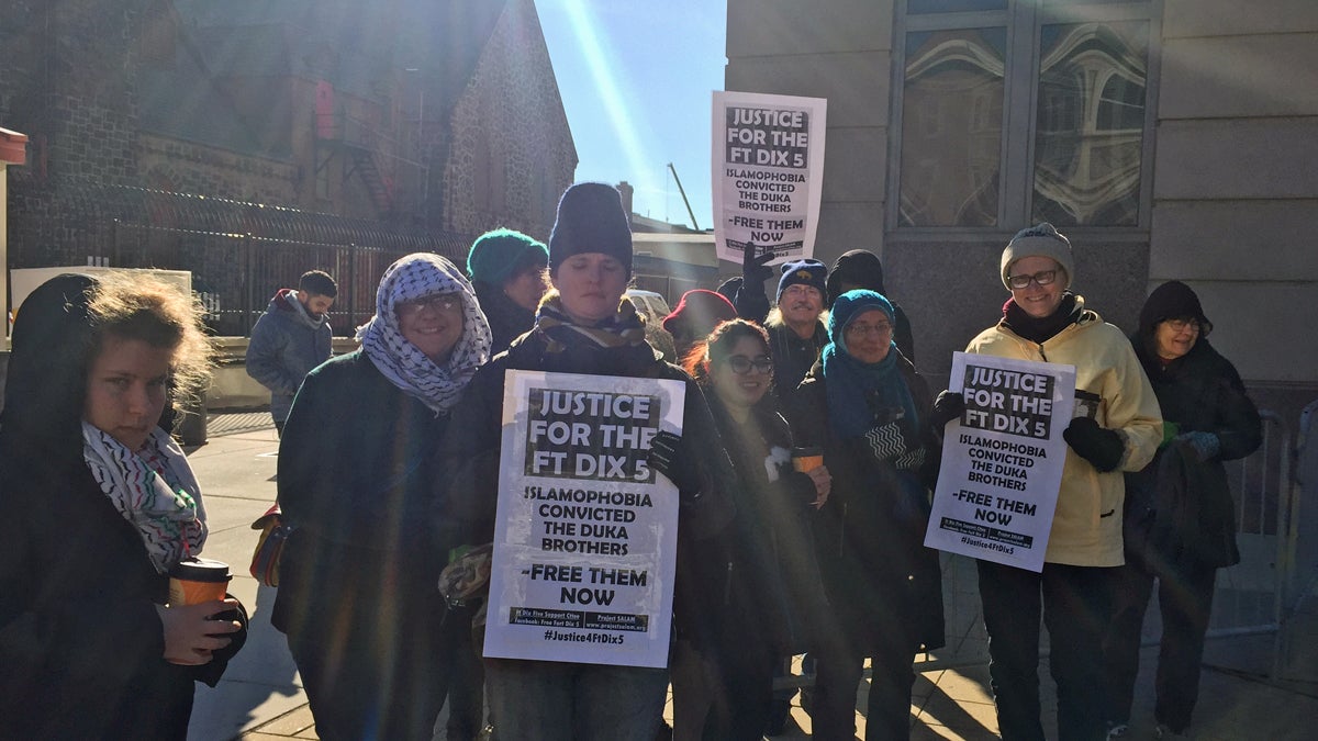  Supporters gather outside the federal courthouse in Camden Wednesday to call for the release of the 