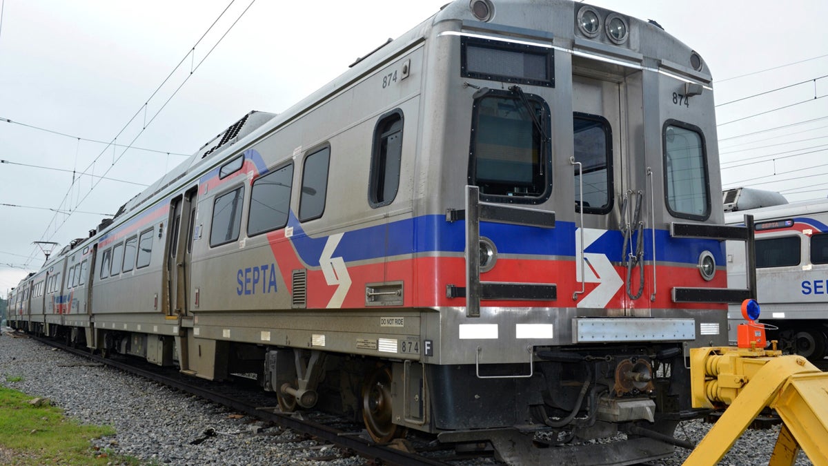 Some SilverLiner V-s are stationed outside SEPTA Overbrook Maintenance Facility