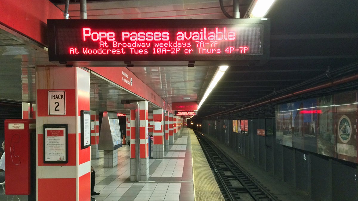  PATCO will sell tickets in its stations on the Saturday and Sunday of the pope's visit. (Joe Hernandez/WHYY) 