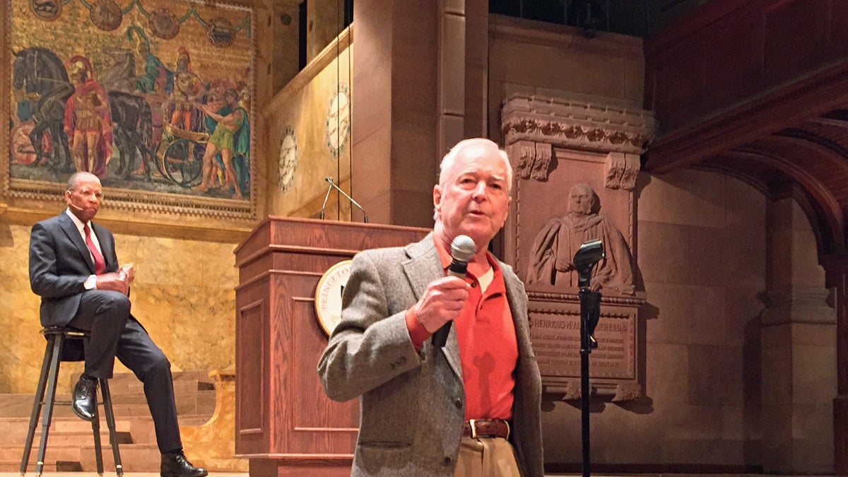 Princeton graduate Harvey Rothberg said Woodrow Wilson's name should remain on the university's public policy school and one of its residential colleges but acknowledged the former president's racist legacy. (Joe Hernandez/WHYY)