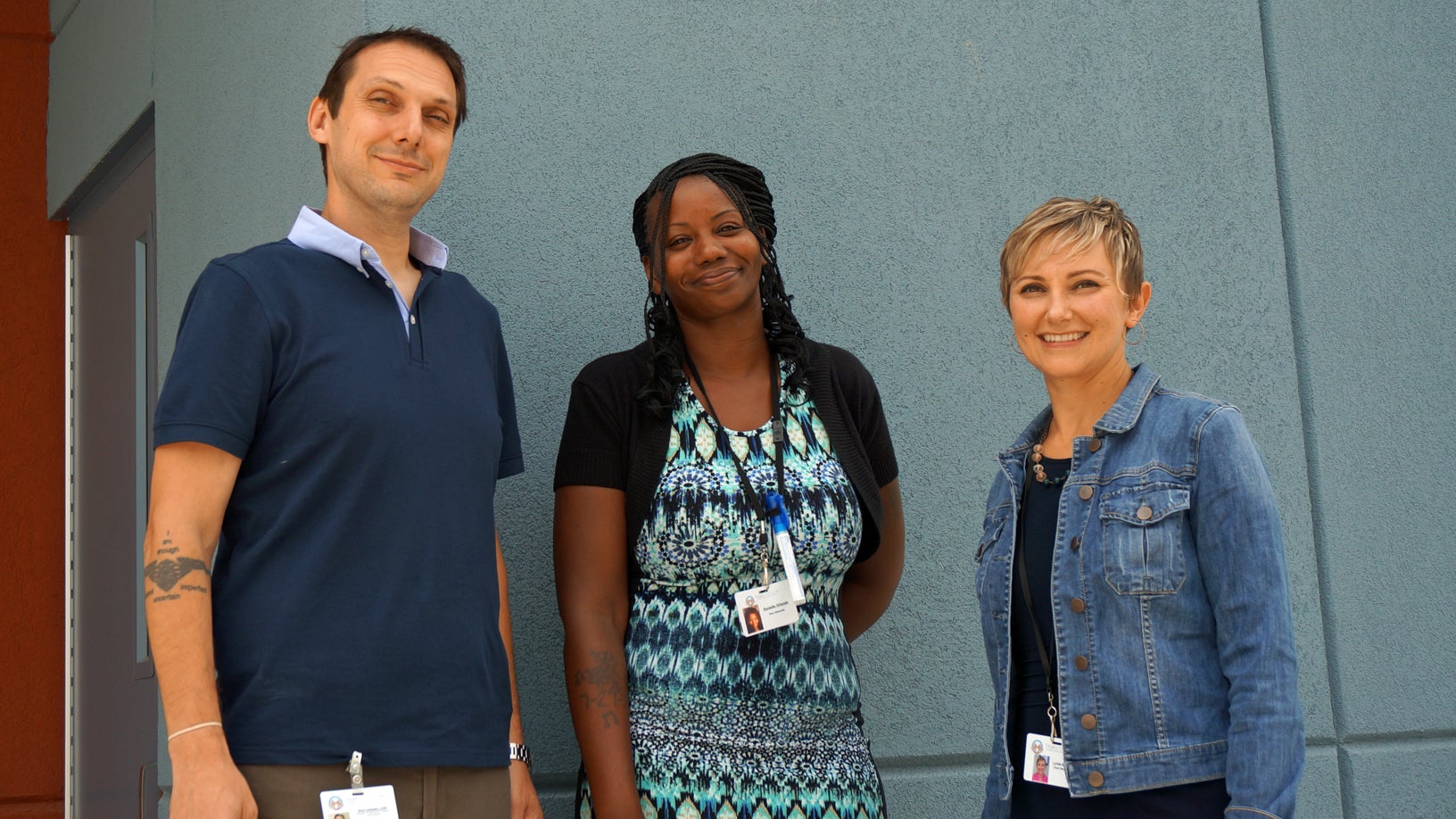  Project Hope, a primary care clinic in Camden, is using buprenorphine to fight opioid addiction. From left to right, social worker Brian Colangelo, peer advocate Danielle Orlando, and physician Lynda Bascelli. (Jessica McDonald/WHYY) 