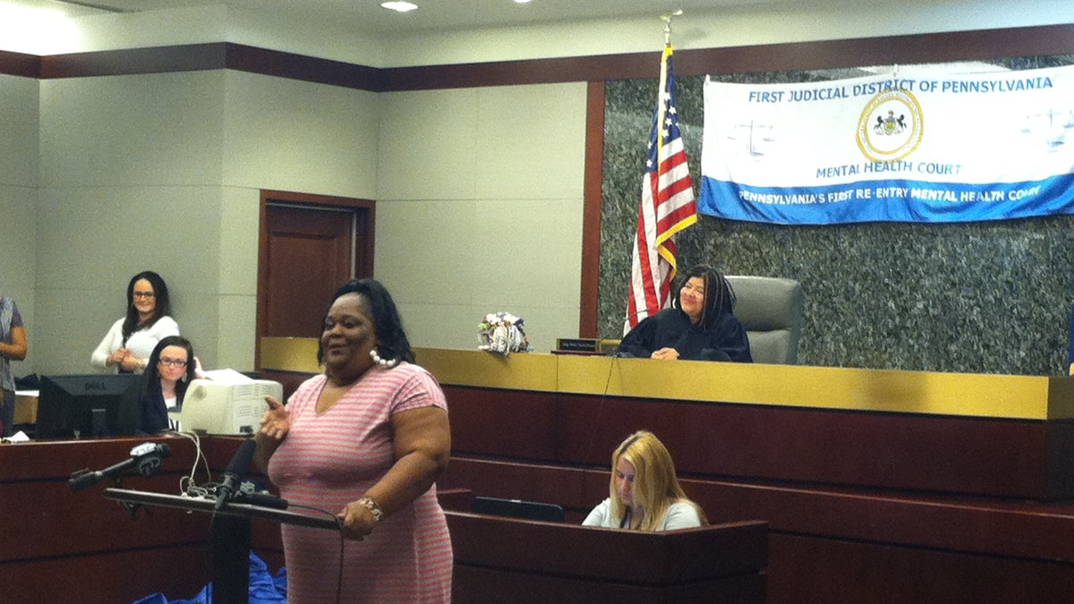  Participant Geraldine Horne says the mental health court helped her live independently, after spending time in a halfway house. (Laura Benshoff/WHYY) 