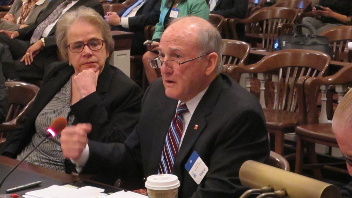  Rutgers president Robert Barchi tells Assembly Budget Committee universities are improving operating efficiency and increasing fundraising efforts to make up for a proposed drop in direct state support. (Phil Gregory/WHYY) 