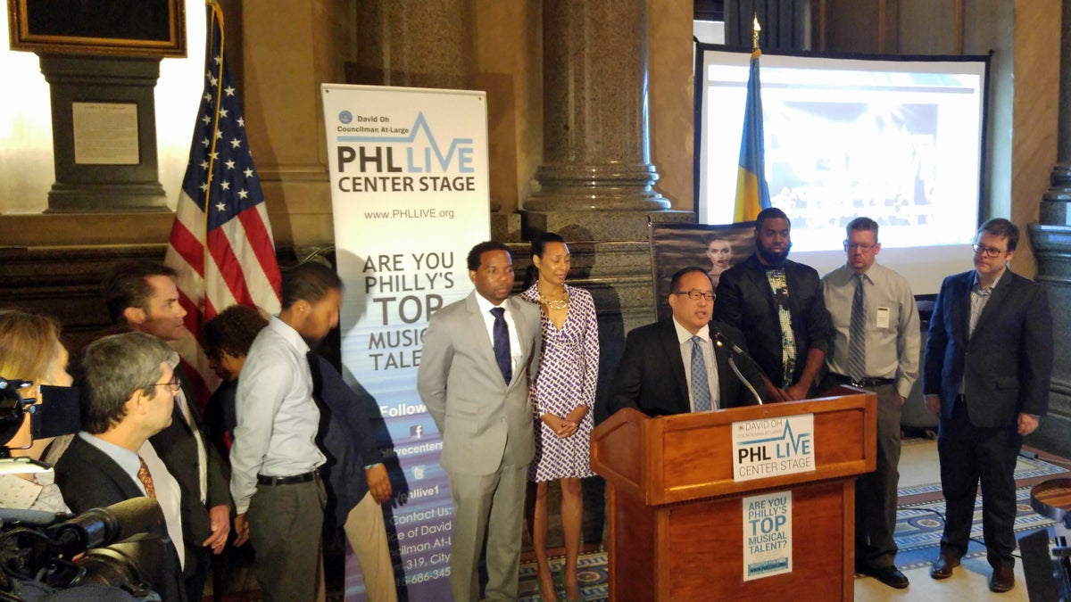  Councilman David Oh joins PHL Live performers at City Hall (Tom MacDonald/WHYY) 