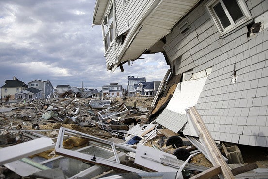 Homes damaged by Superstorm Sandy are seen in this April 2013 image from the Ortley Beach section of Toms River. (AP Photo) 