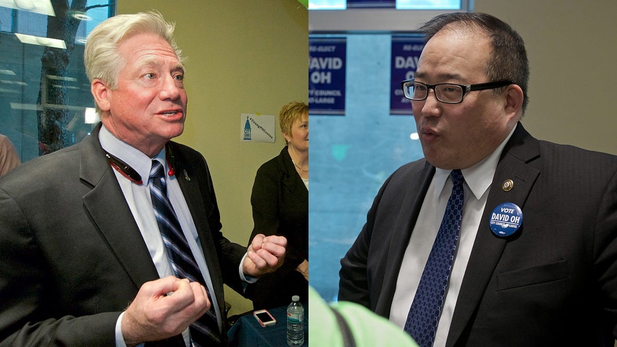  Incumbent Republican council at-large candidates Dennis O'Brien (left) and David Oh. (NewsWorks file photos) 