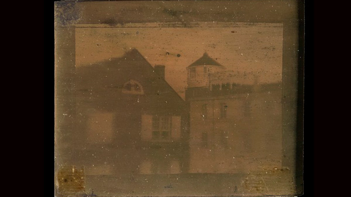  This image, which is in the collection at the Historical Society of Pennsylvania, is thought to be the oldest extant daguerreotype in the United States. It is small — barely 2 inches square. (Image used with permission, courtesy of Historical Society of Pennsylvania) 