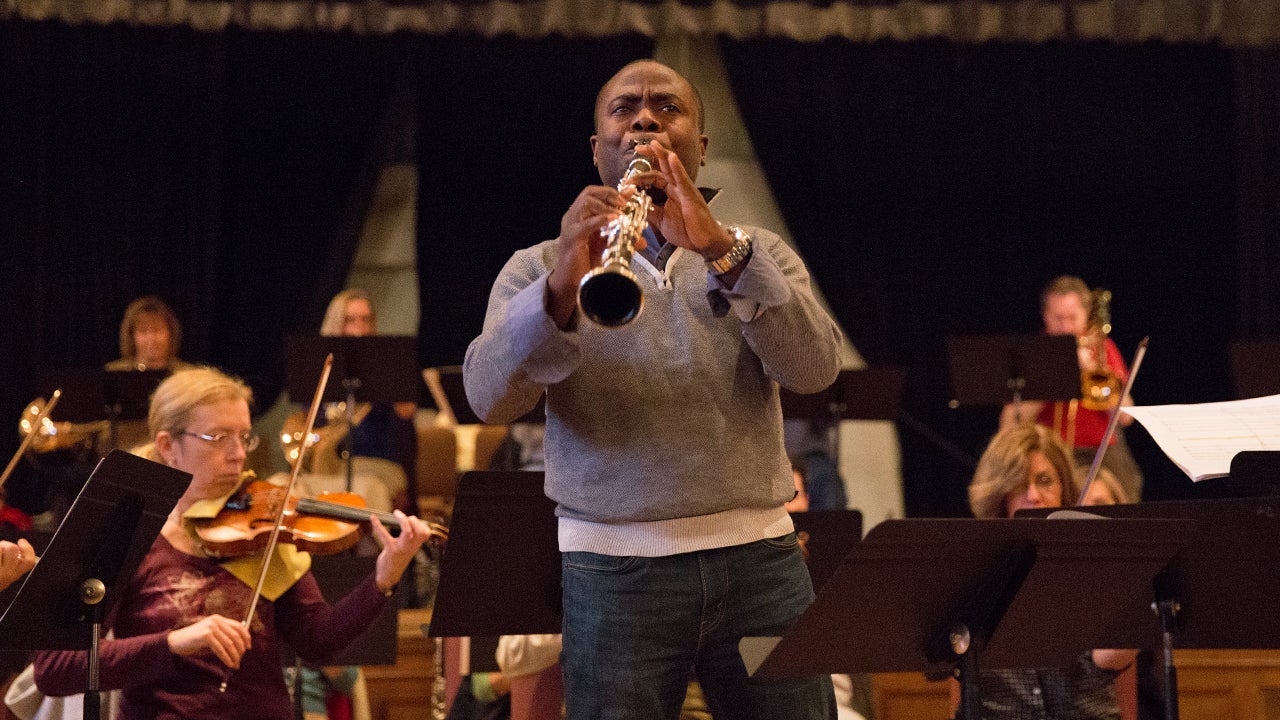  Anthony McGill of the Metropolitan Opera will debut a clarinet concerto as part of New Music Celebrations of the Life of Dr. Martin Luther King Jr. with Orchestra 2001 on Saturday at the Kimmel Center.  (Lindsay Lazarski/WHYY) 