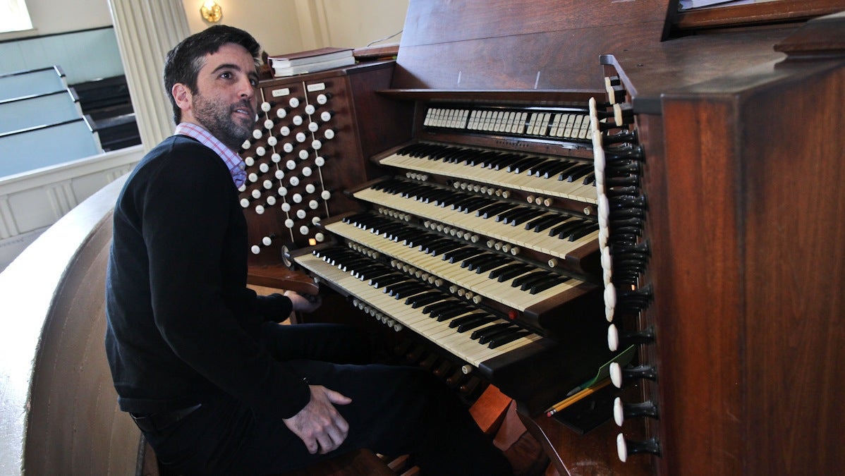  Parker Kitterman is the organist and director of music at Christ Church in Philadelphia's Old City neighborhood. (Kimberly Paynter/WHYY) 