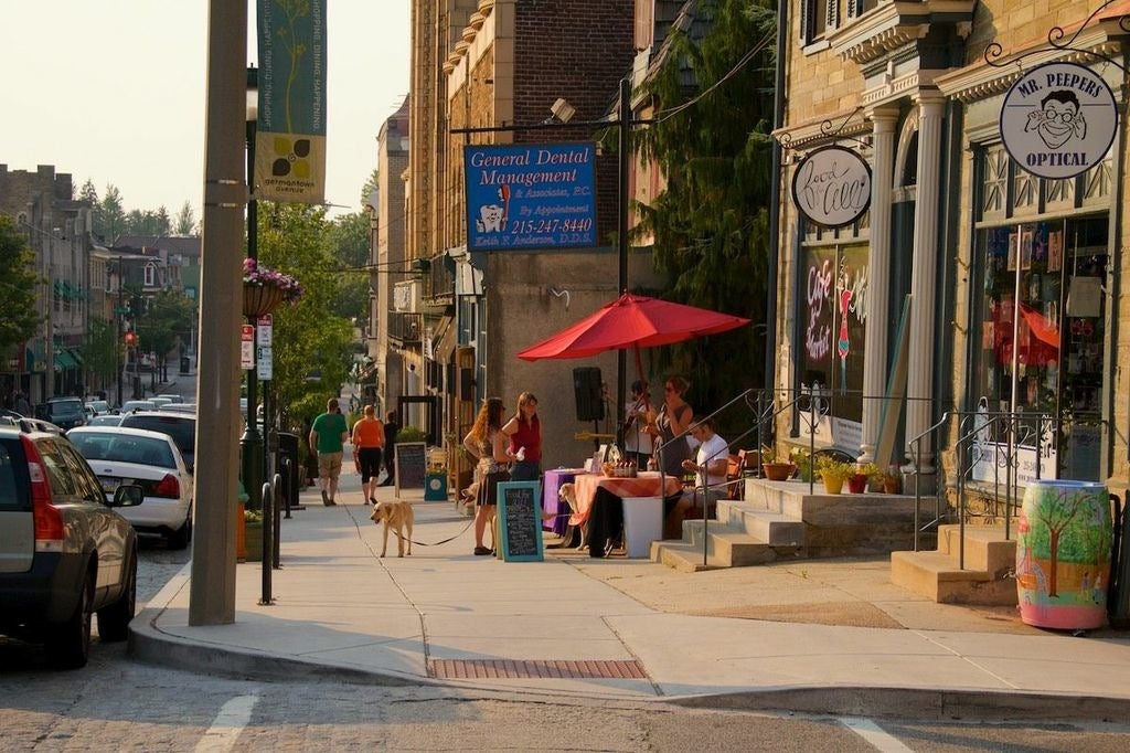  A summertime shot of Germantown Avenue in Mt. Airy. (Jana Shea/for NewsWorks, file) 