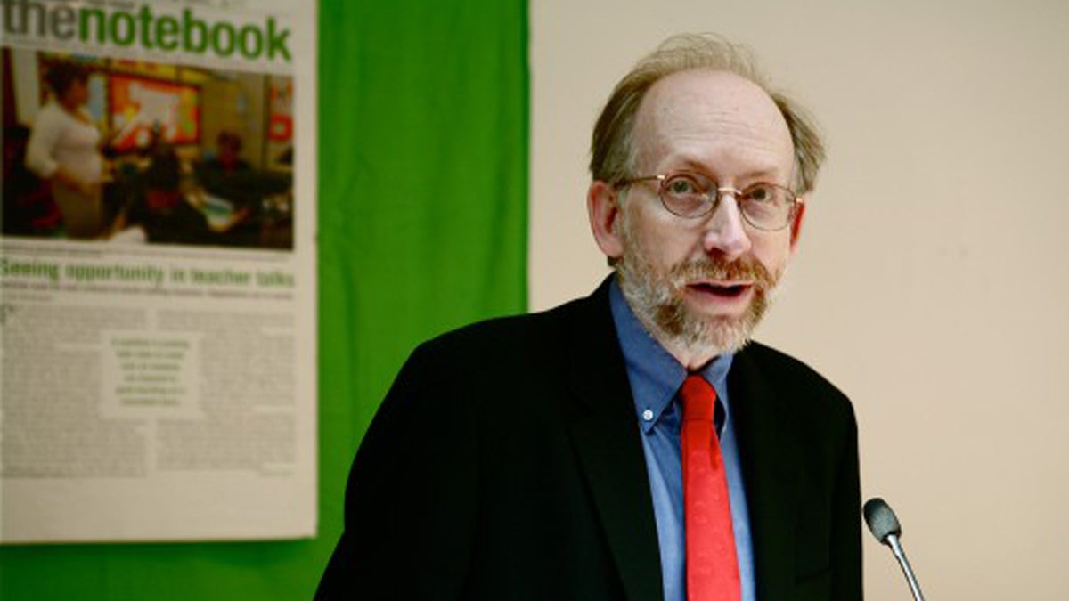  Paul Socolar, shown here at the Notebook's annual Turning the Page for Change celebration, was a founder of the Notebook in 1994 and has been editor since 1999. He plans to step down as editor and publisher late this year. (Harvey Finkle/The Notebook) 