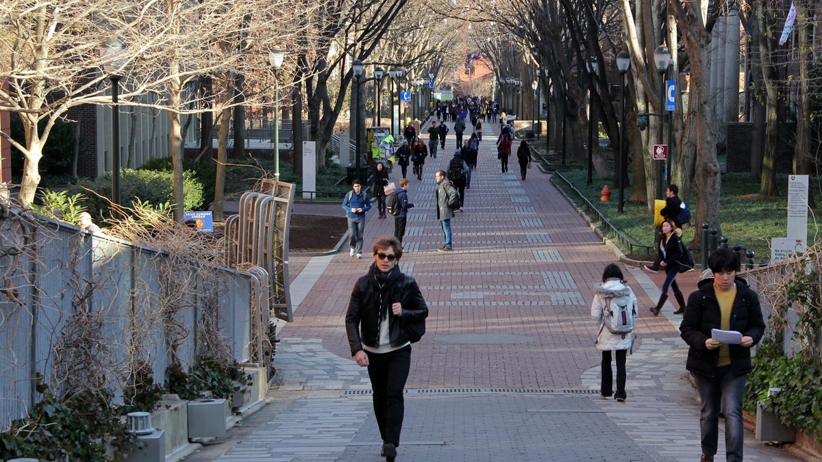  Students walk along the University of Pennsylvania campus. (NewsWorks file photo) 