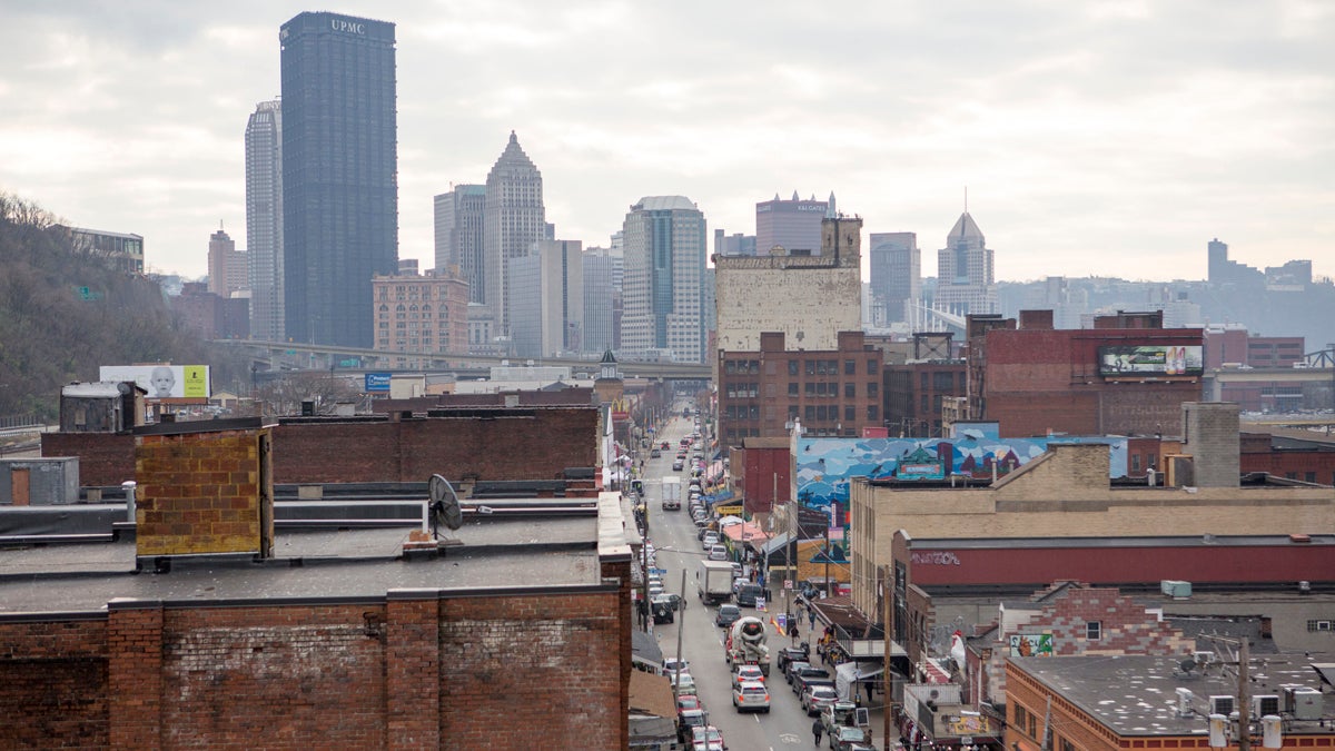  Aerial view of Penn Avenue looking toward downtown Pittsburgh.  (Jessica Kourkounis/For Keystone Crossroads)  