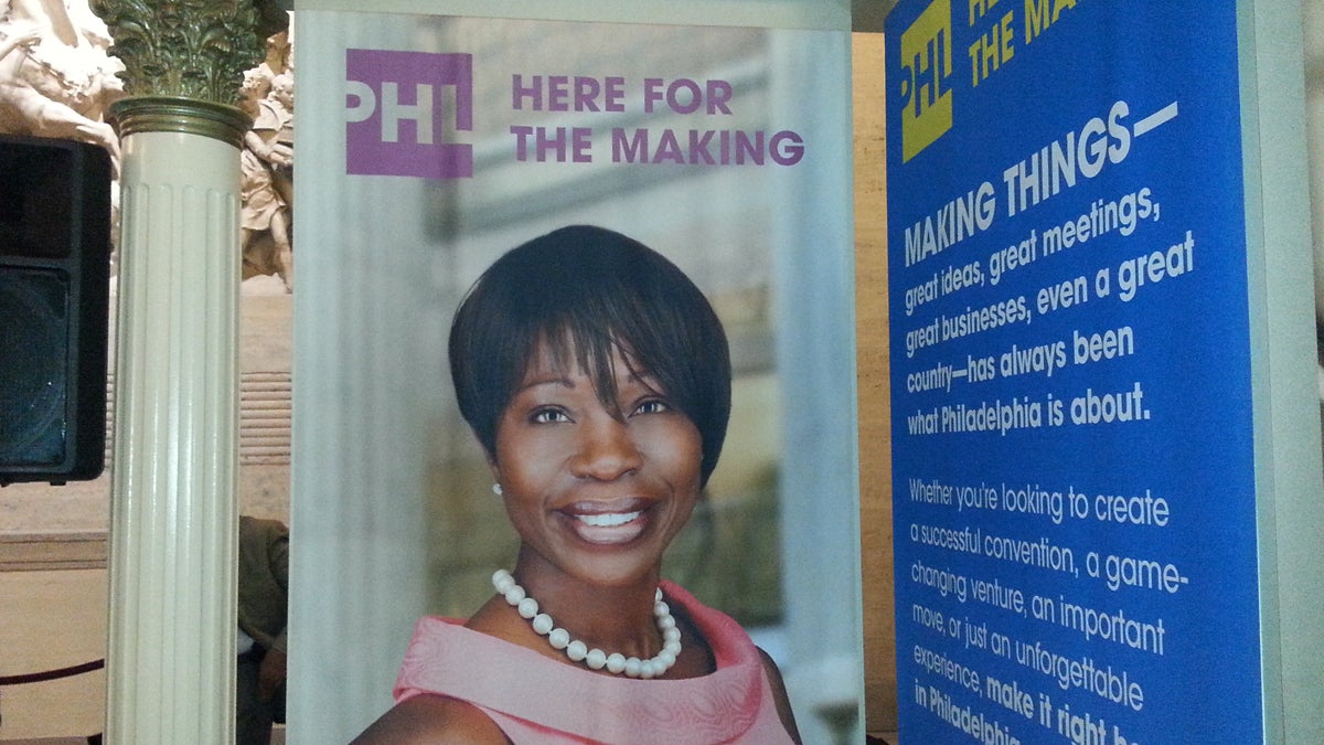  Philadelphia unveiled its new marketing slogan: PHL Here for the Making.  (Tom MacDonald/WHYY)  