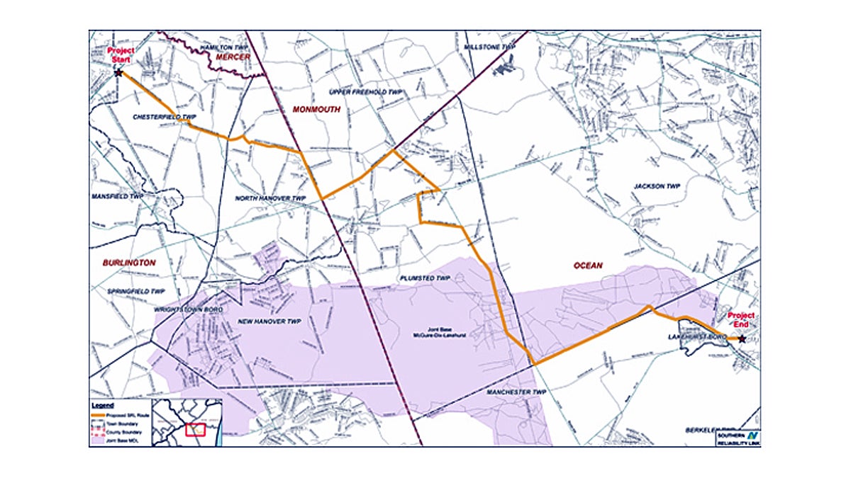  The latest update to the Southern Reliability Link (SLR) running from Bordentown to Route 70 (Image via New Jersey Natural Gas) 