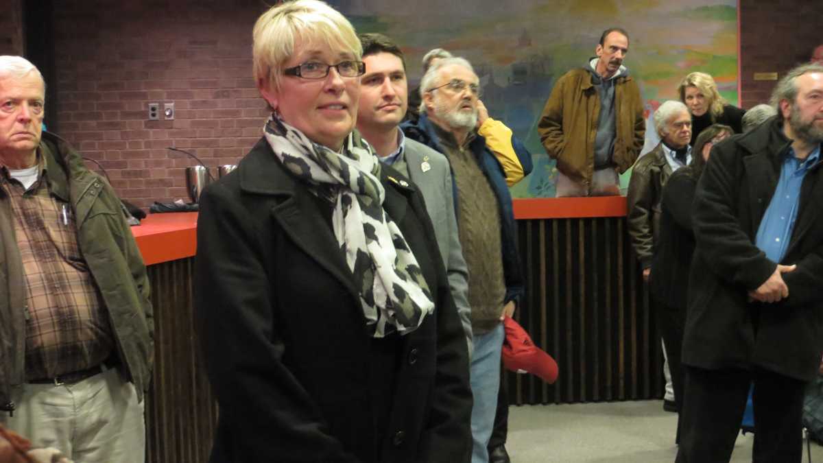  Newly elected Newark Mayor Polly Sierer watches results come last week. (Shana O'Malley/for NewsWorks) 