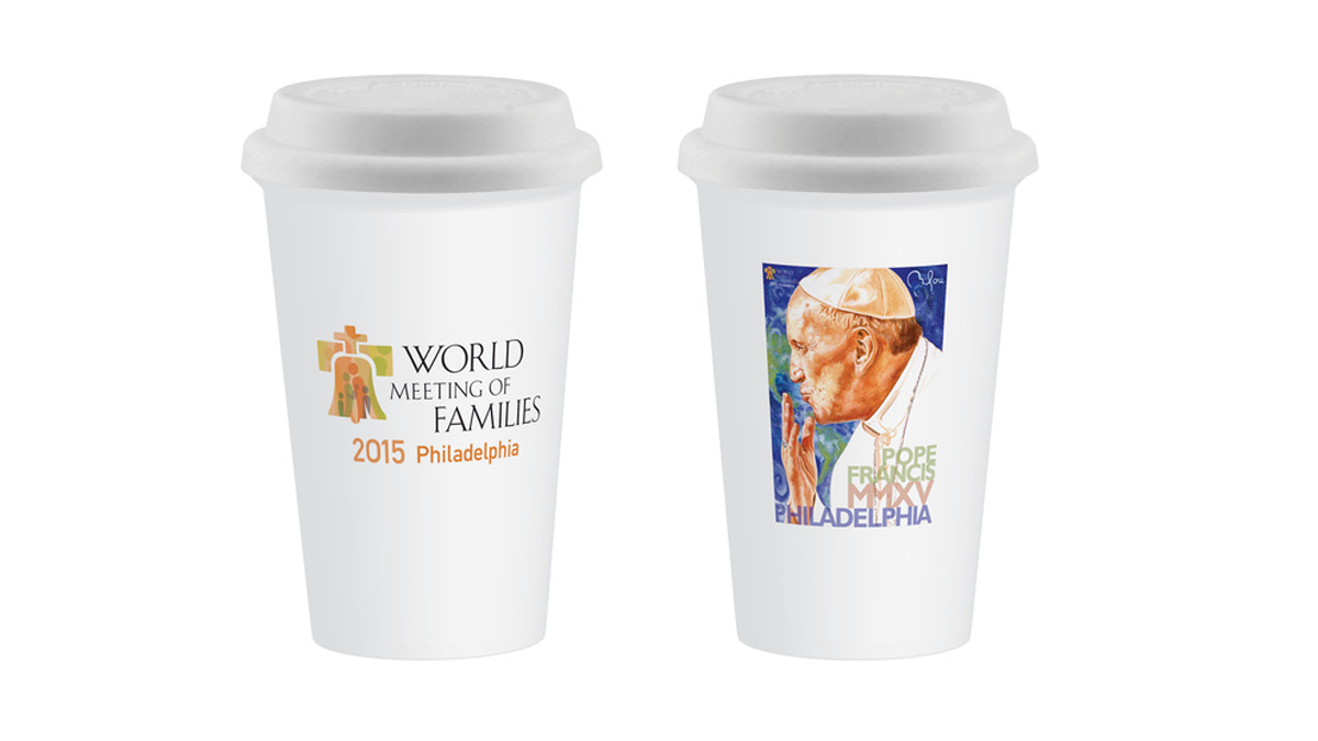  Licensing of the  image adorning merchandise for Pope Francis' visit to Philadelphia is in dispute.  (Image via World Meeting of Families online store) 