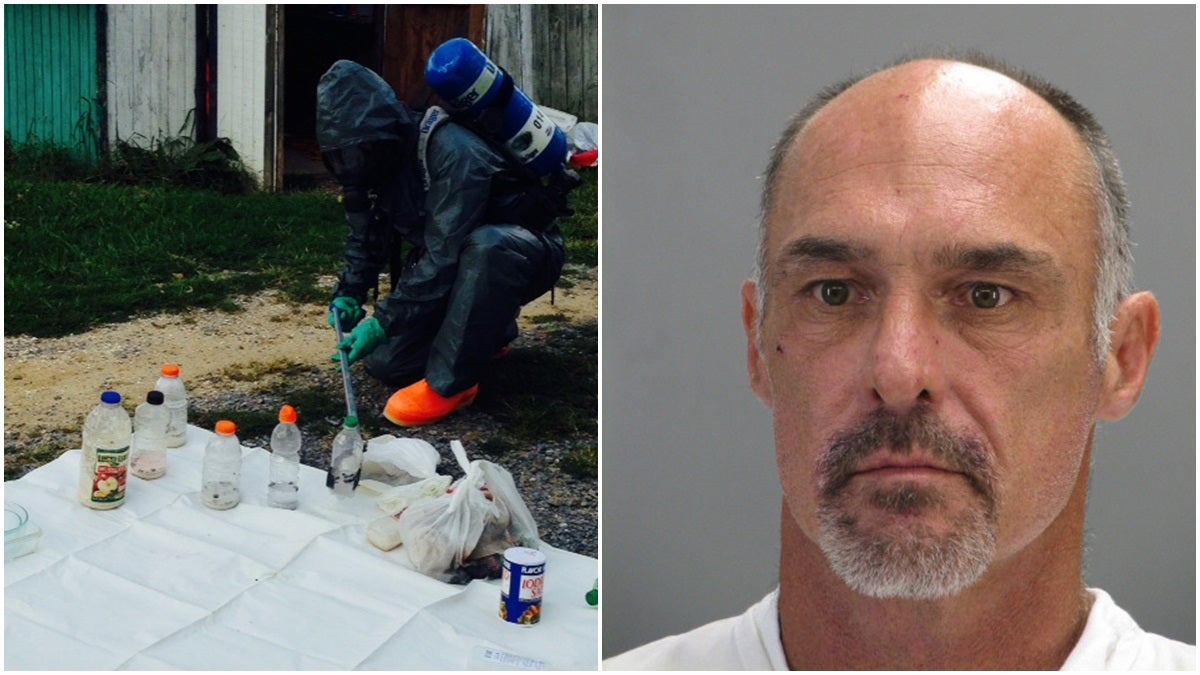  Troopers were assisted by DNREC and specialized local Del. Volunteer Fire Company teams during the dismantling of the portable meth labs. Robert B. Kibler was taken into custody without incident (DSP photos) 