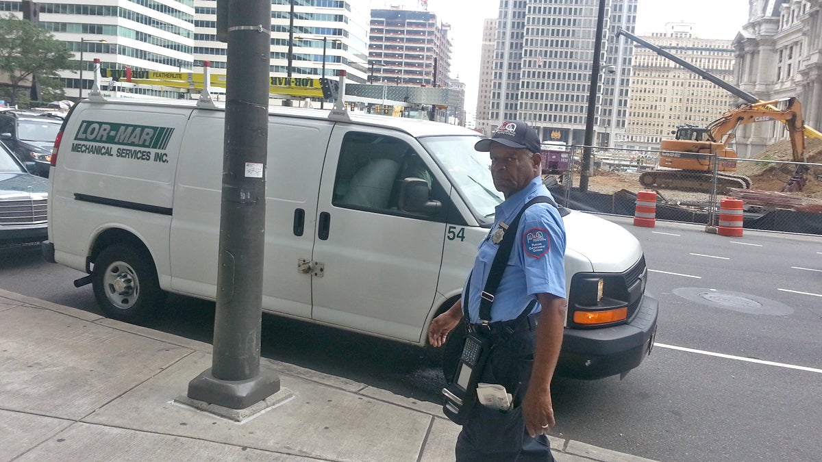  Philadelphia Parking Authority officials said enforcement agents give parents 20 minutes to drop students off before writing a ticket.  (Tom MacDonald/WHYY) 