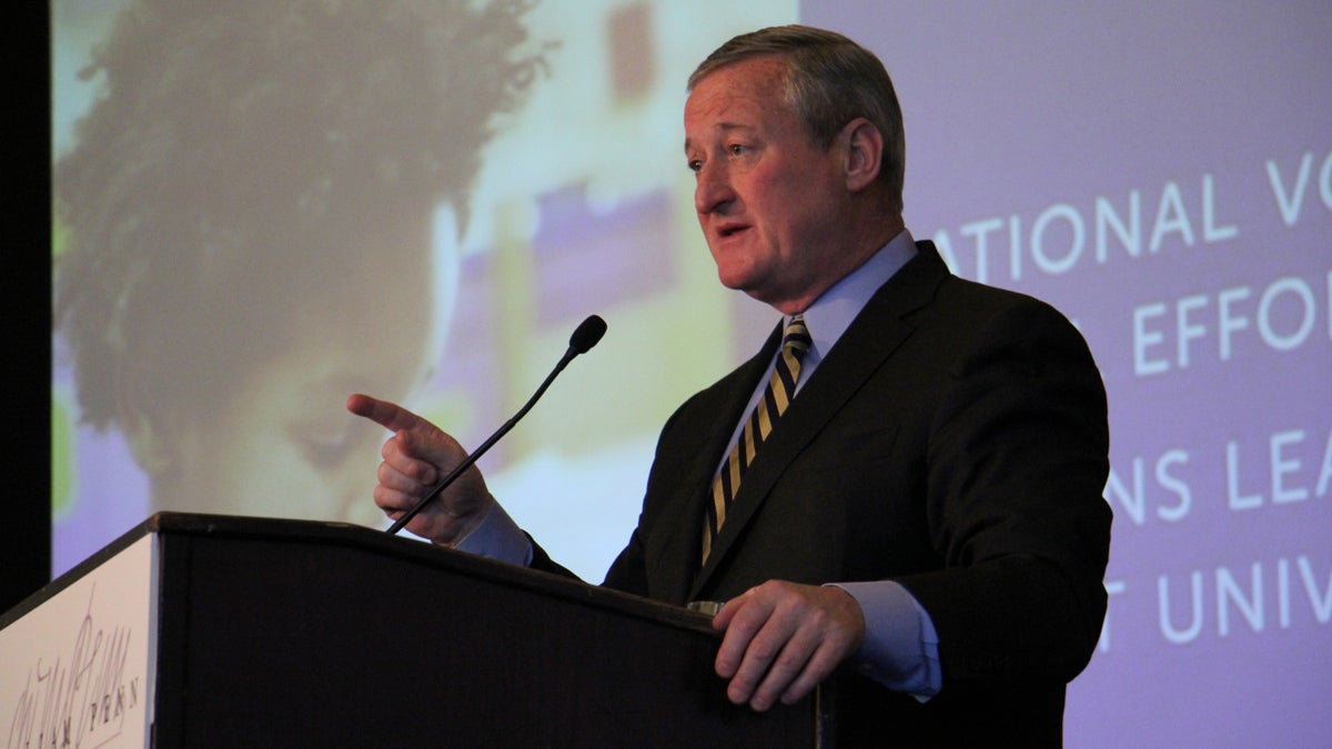 Philadelphia Mayor Jim Kenney makes his case for quality pre-K during a conference hosted by the William Penn Foundation at the Downtown Marriott in Center City. (Emma Lee/WHYY)