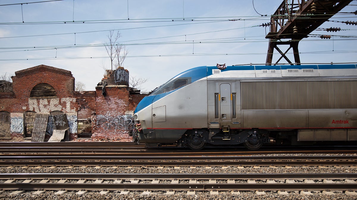  Psychylustro by Katharina Grosse will focus on seven locations along five miles of Amtrak's corridor in Philadelphia.  (Lindsay Lazarski/WHYY) 