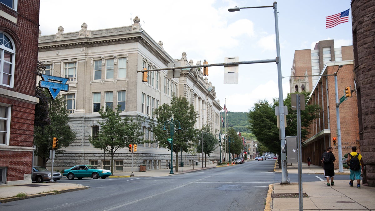  In July, federal agents searched city halls in Allentown and Reading (pictured) questioning officials and hauling documents.  (Lindsay Lazarski/WHYY) 