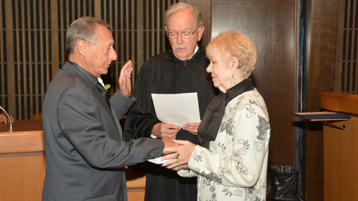County Councilman Joseph Reda takes the oath of office in Wilmington. Reda died early Thursday morning. (photo courtesy NCCo)