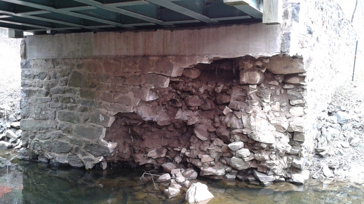  The crumbling underpinning of the bridge has forced park leaders to close it. (photo courtesy DNREC) 