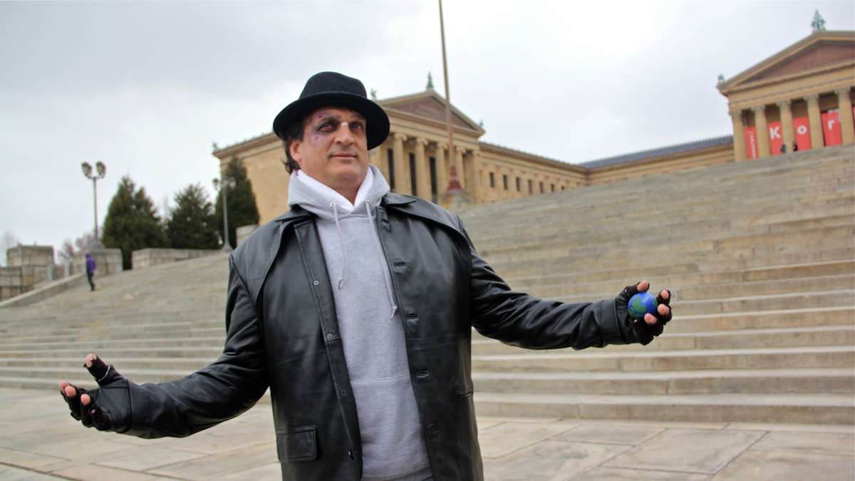  Rocky impersonator and actor John Monforto in character.  (Emma Lee/for NewsWorks) 