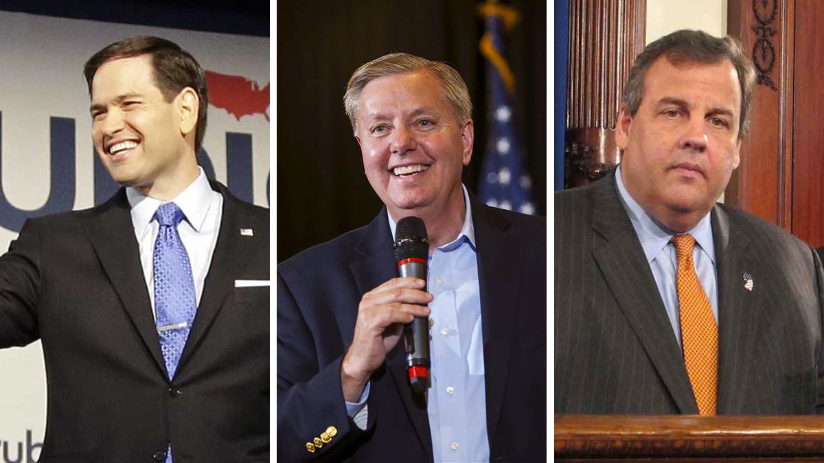  Republican presidential contenders from left: U.S. Sen. Marco Rubio (R-Fla.), U.S. Sen. Lindsey Graham Jr. (R-S.C.), and N.J. Gov. Chris Christie (AP Photo, file) 