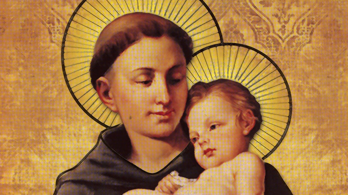  Saint Anthony of Padua, the patron saint of lost things and lost souls, is often depicted in iconographic artworks as holding the baby Jesus. (Image courtesy of the <a href=