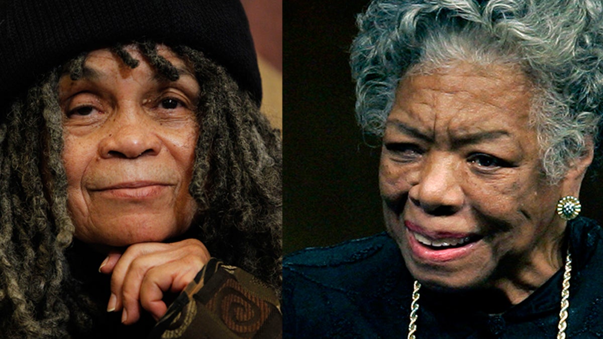 Philadelphia poet laureate Sonia Sanchez (left) and Maya Angelou (AP Photos by Matt Rourke and Chuck Burton)