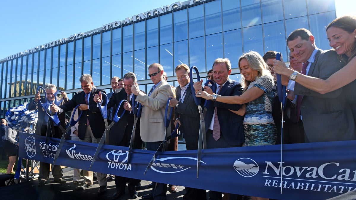 The ribbon-cutting for the new Philadelphia 76ers practice facility in Camden on September 23