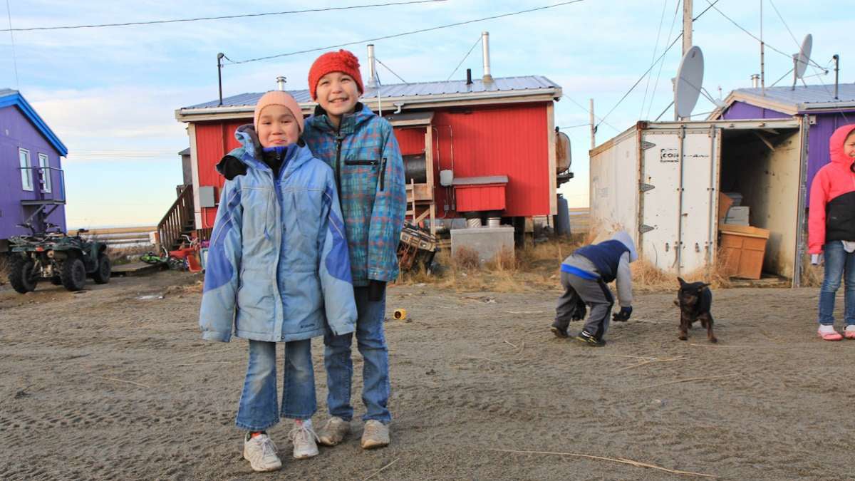  Eileen and Rosie are two of about 500 residents in Scammon Bay, Alaska, a small village of indigenous Yupi’k people.  (Kimberly Paynter/WHYY) 