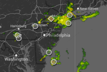  9:59 a.m. radar image via Weather Underground.  