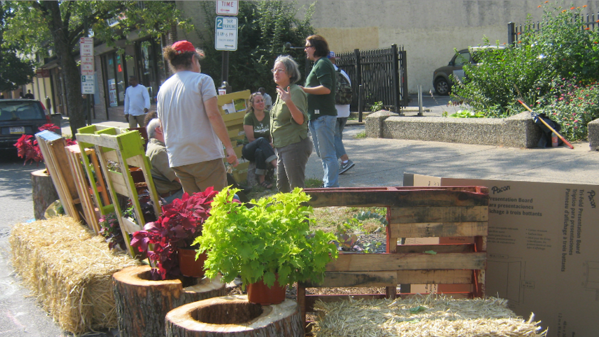  Germantown United CDC turned its Park(ing) Day spot into a mini-park. (Alaina Mabaso/for NewsWorks) 