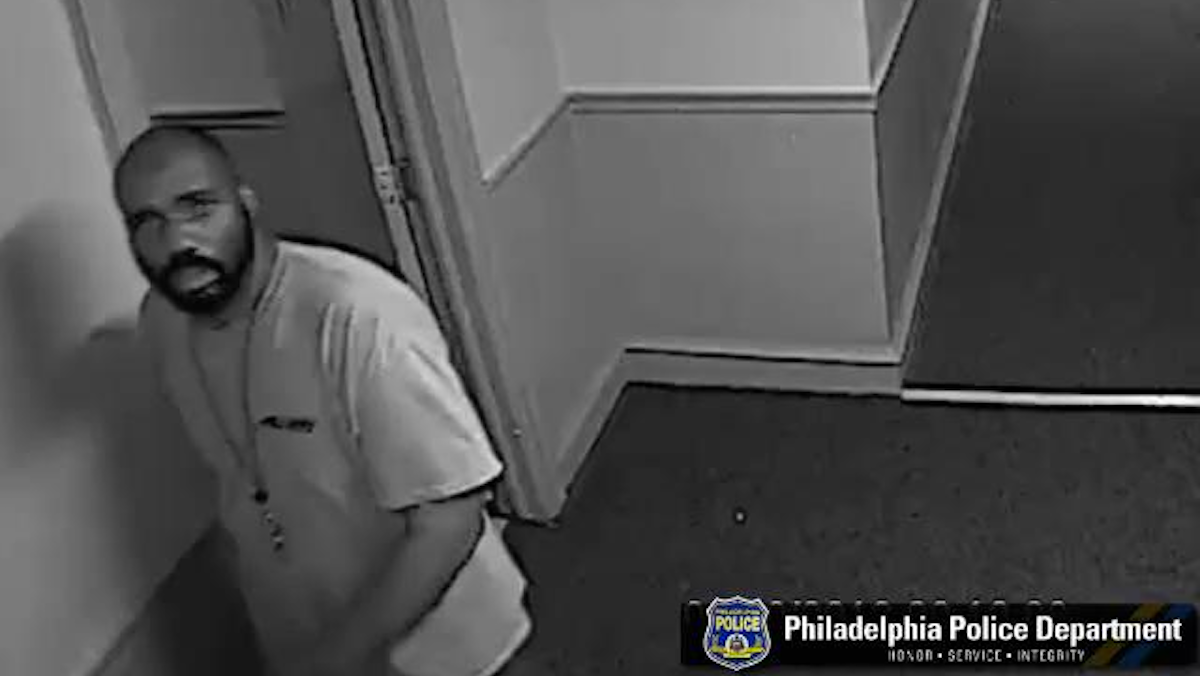  Surveillance cameras captured this image of the alleged apartment-building burglar. (Courtesy of Philadelphia Police) 