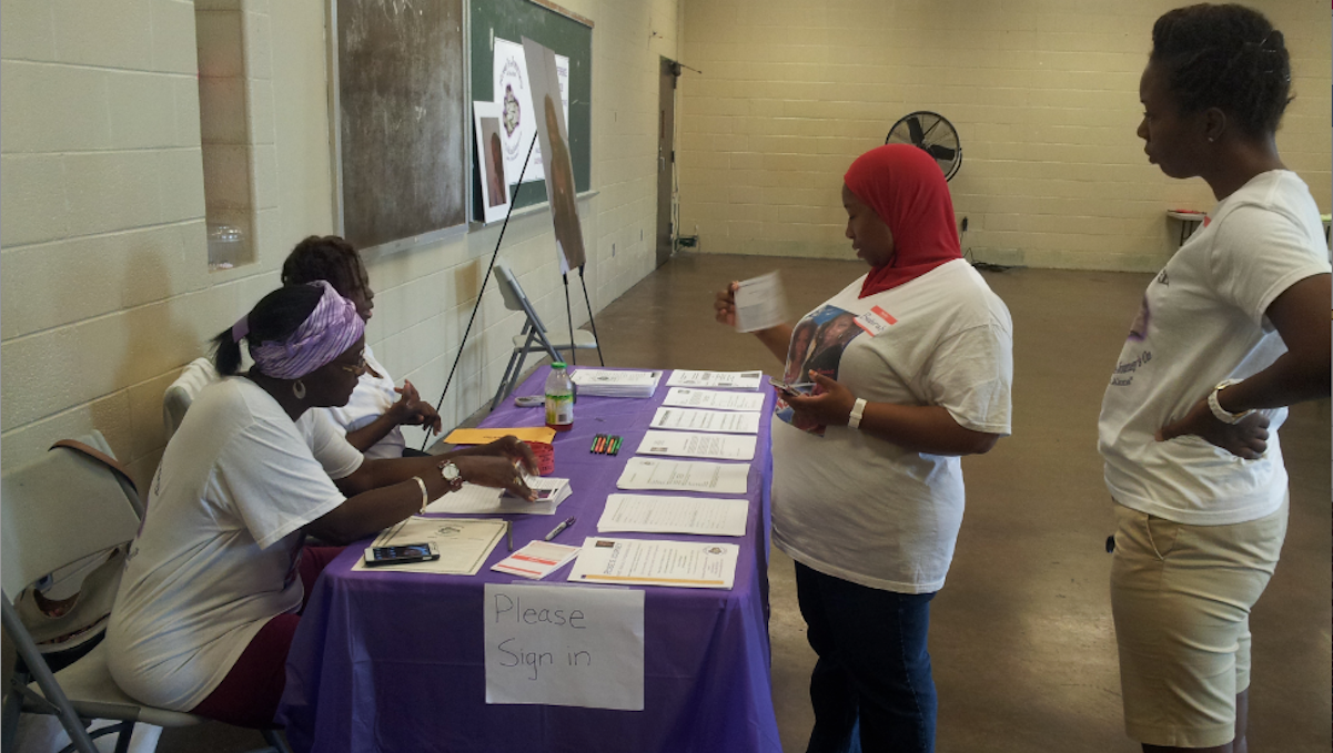  Members of Rose's Journey domestic-violence awareness group performed outreach at Sayre-Morris Recreation Center in West Philadelphia. (Photo courtesy of Rose's Journey) 