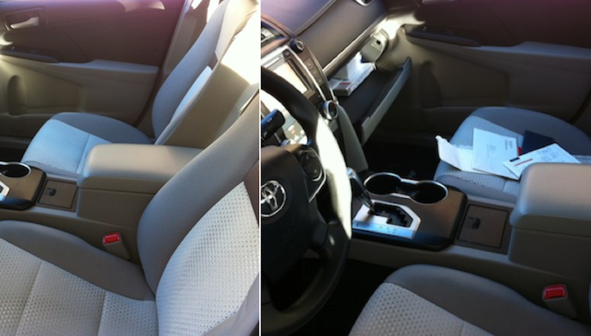  A Before-and-After shot of the Great Car 'Break-In' of 2013. (Solomon Jones/for NewsWorks) 
